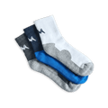 Quarter All Day Socks : White Blue Grey (Pack of 3)