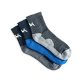 Quarter All Day Socks : Black Blue Grey (Pack of 3)
