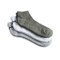 Low-Cut Ankle Socks : Grey White Olive (Pack of 3)
